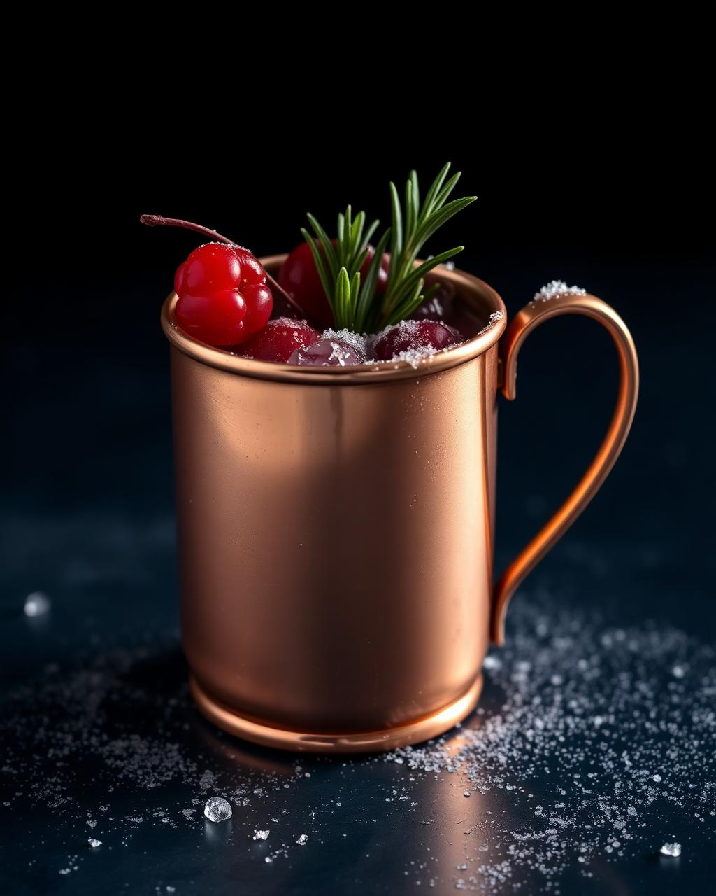 Kopparmugg med lingon och rosmarin